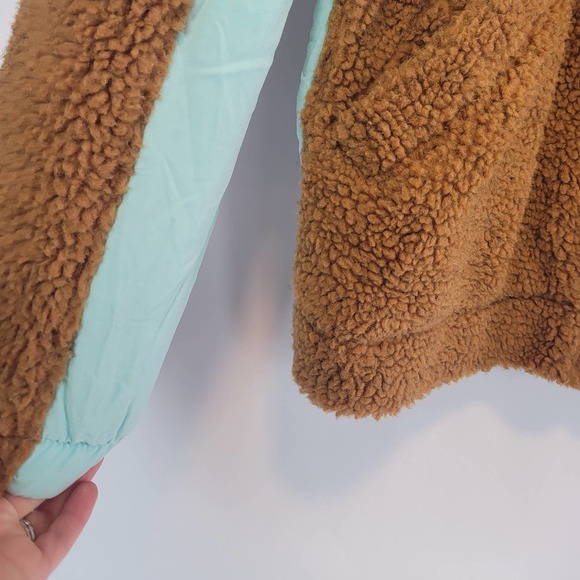 EUC Free People Brown and Light Blue Bomber Jacket Size L - Picture 6 of 11